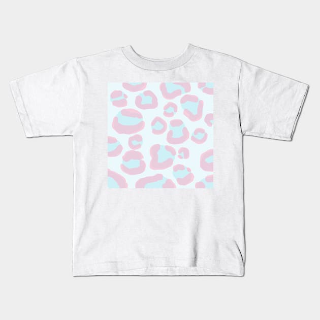 Pastel Pink and Blue Cheetah Print Kids T-Shirt by AlexandraStr